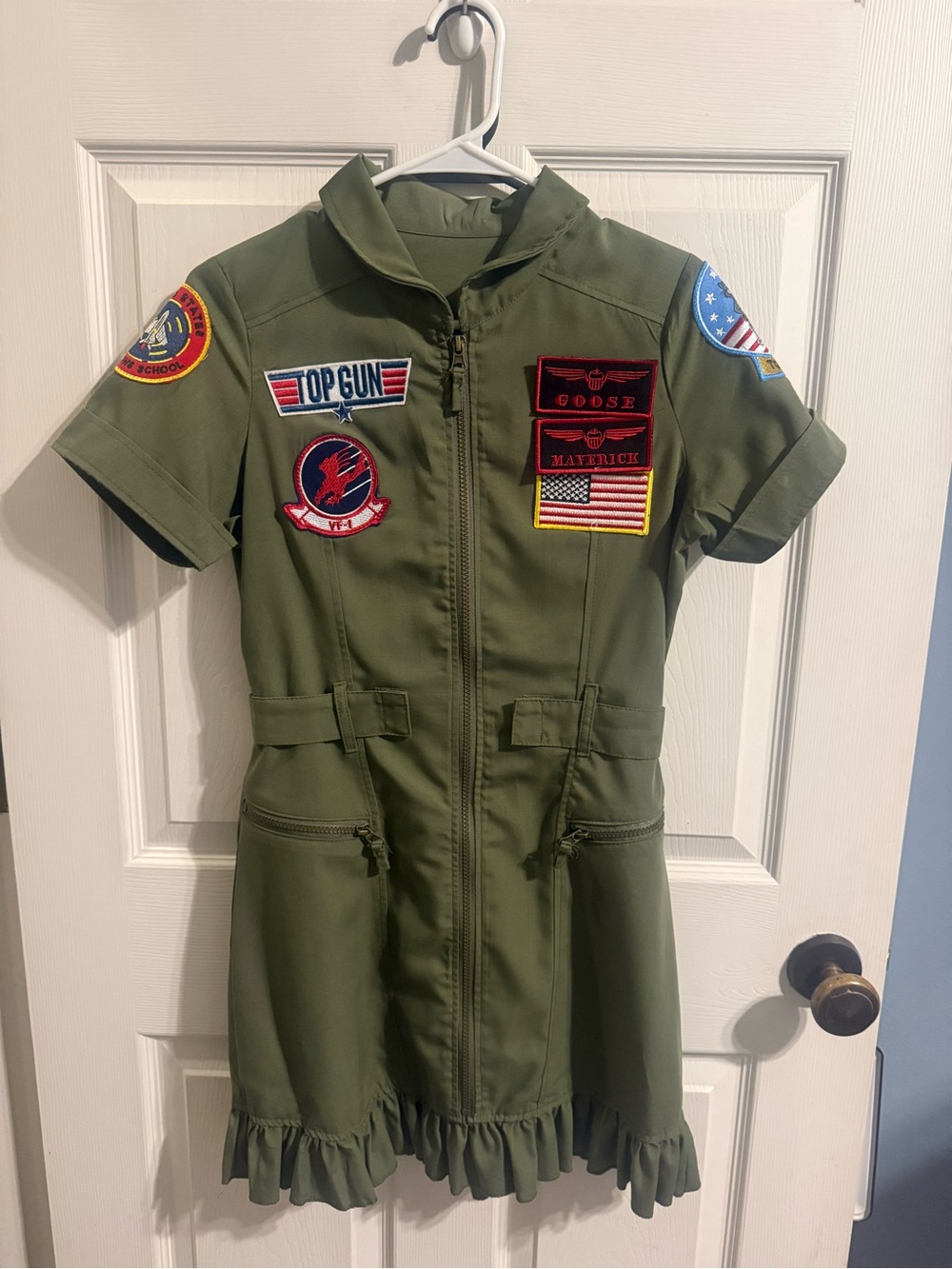 Leg Avenue Olive Green Top Gun Flight Patch Costume Dress